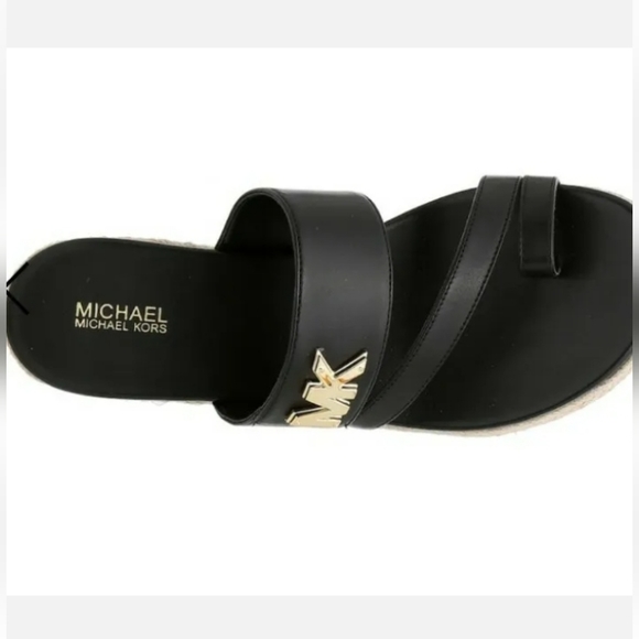 Michael Kors Sidney Espadrille Wedge Sandals Black Size US 7.5 M - Picture 5 of 12